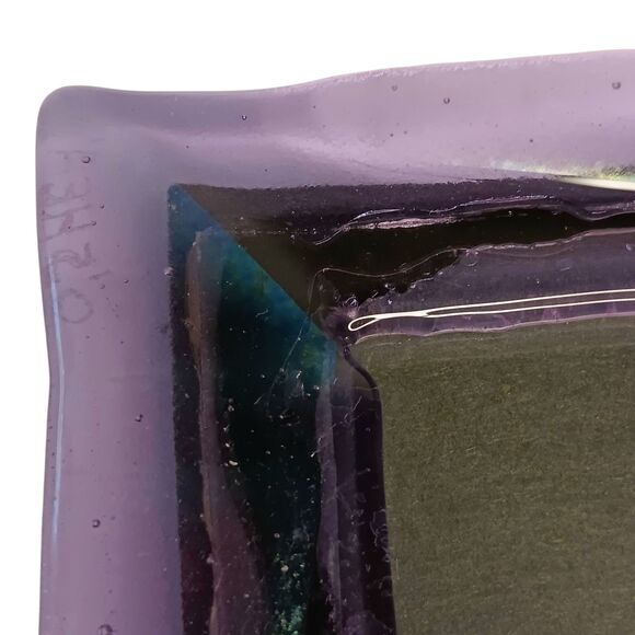 Purple Two Toned Art Glass Picture Frame Handmade Signed O'Shea 6"x7 Photo 3.5x5 - Picture 6 of 13